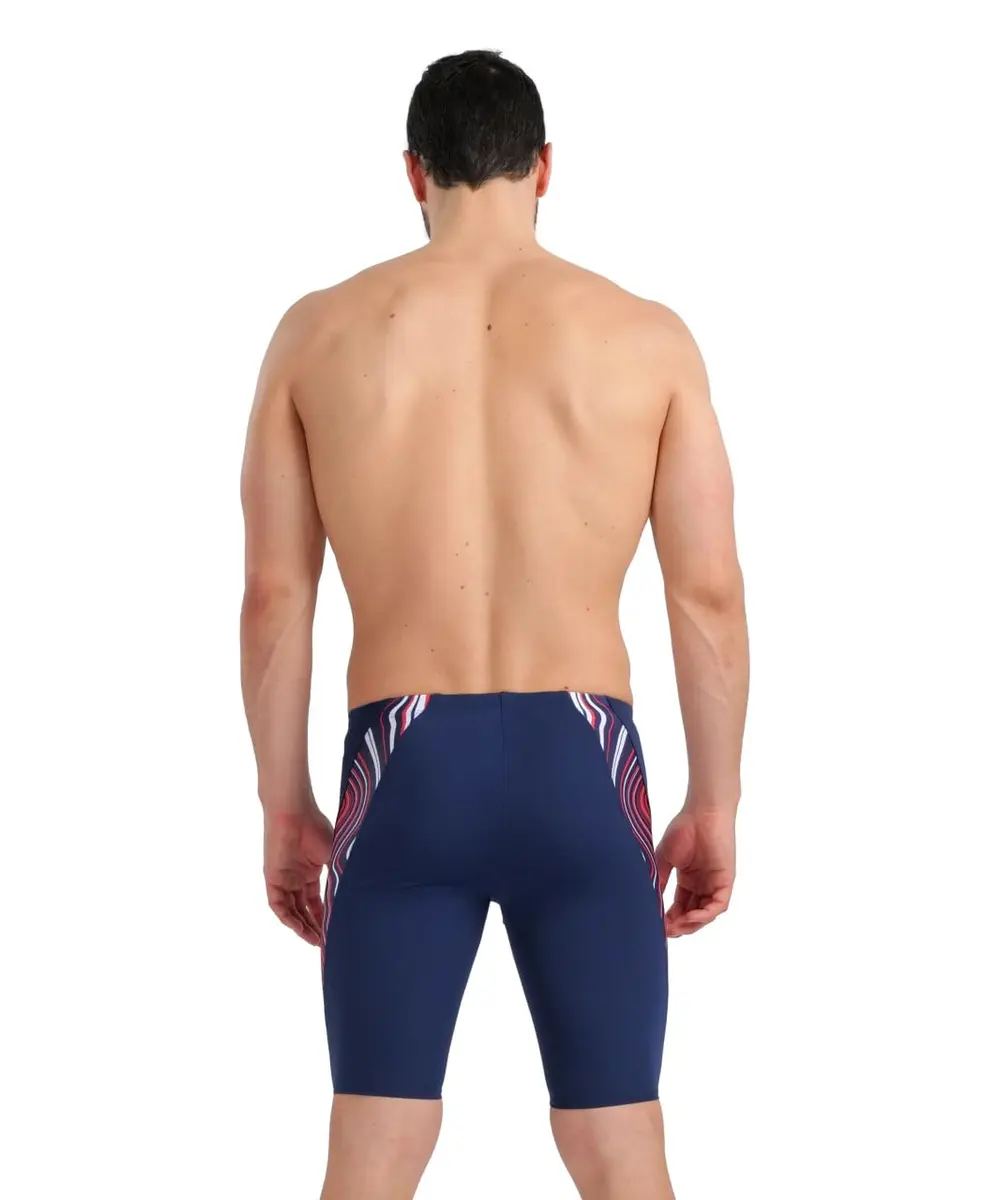 ARENA Performance Men's Marbled Swim Jammer MaxLife Athletic Practice Knee-Length Swimsuit, Navy/Red Multi, US Size 22 - view 2