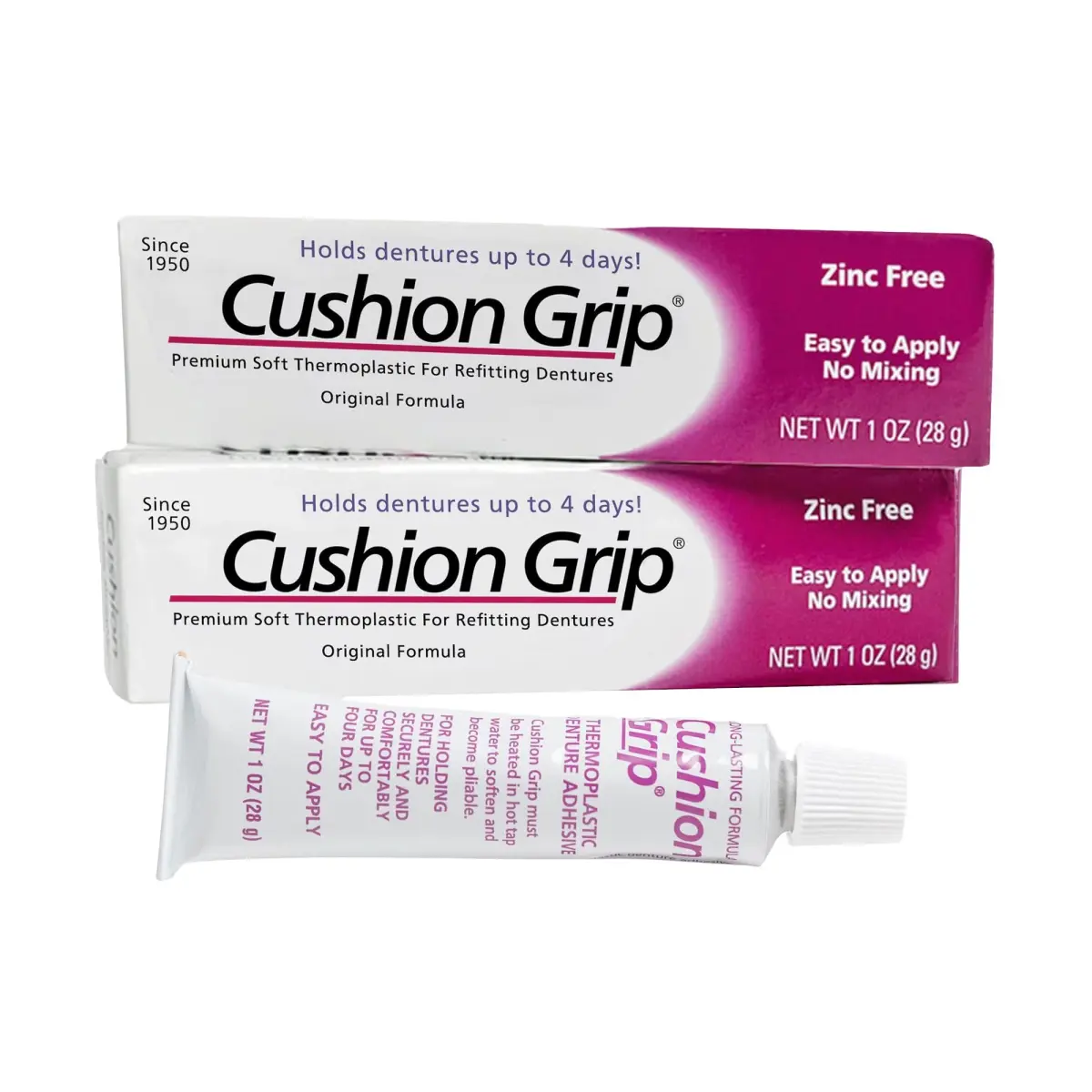 Cushion Grip Thermoplastic Denture Adhesive 2 oz (56.7 g) | Refits & Tightens Dentures for 4-Day Hold - main product image