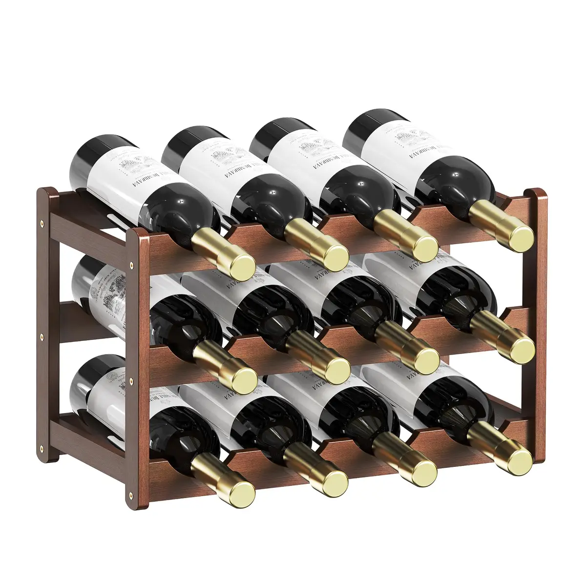 CAMOAT Bamboo Wine Rack Countertop & Floor Storage | 12 Bottle Capacity, Durable & Stylish - main product image