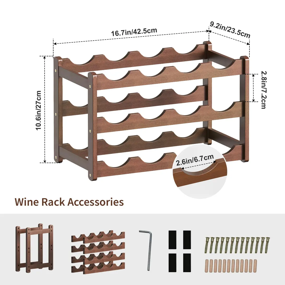 CAMOAT Bamboo Wine Rack Countertop & Floor Storage | 12 Bottle Capacity, Durable & Stylish - view 5