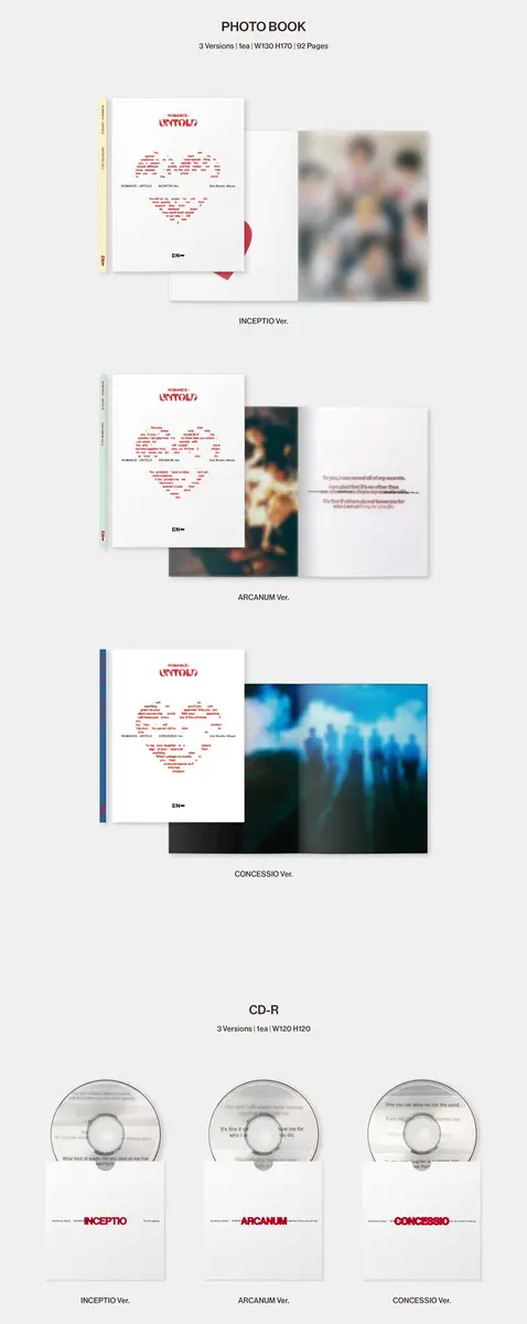 ENHYPEN ROMANCE : UNTOLD 2nd Full Album Standard CONCESSIO Ver. | 92-Page Photobook & CD Set - view 3