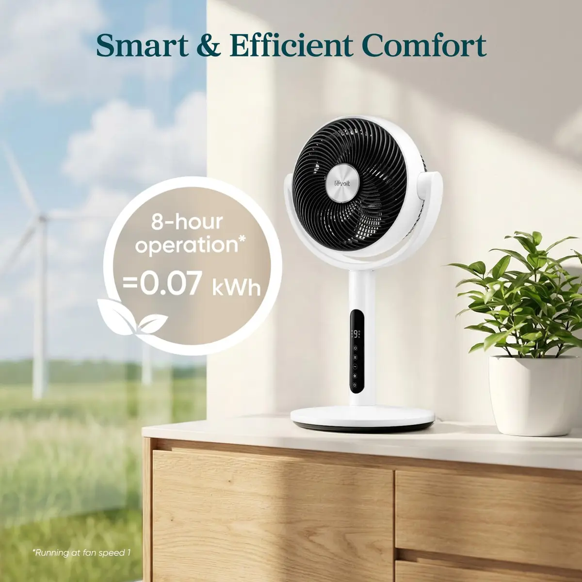 Levoit Pedestal Air Circulator Fan 43.7 x 12.5 x 14.5 in | 908 CFM, 22 ft/s, Quiet Sleep Mode - view 6