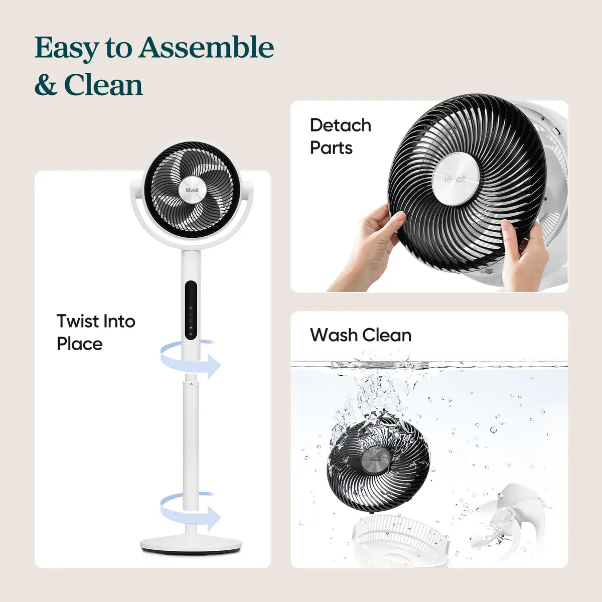 Levoit Pedestal Air Circulator Fan 43.7 x 12.5 x 14.5 in | 908 CFM, 22 ft/s, Quiet Sleep Mode - view 7