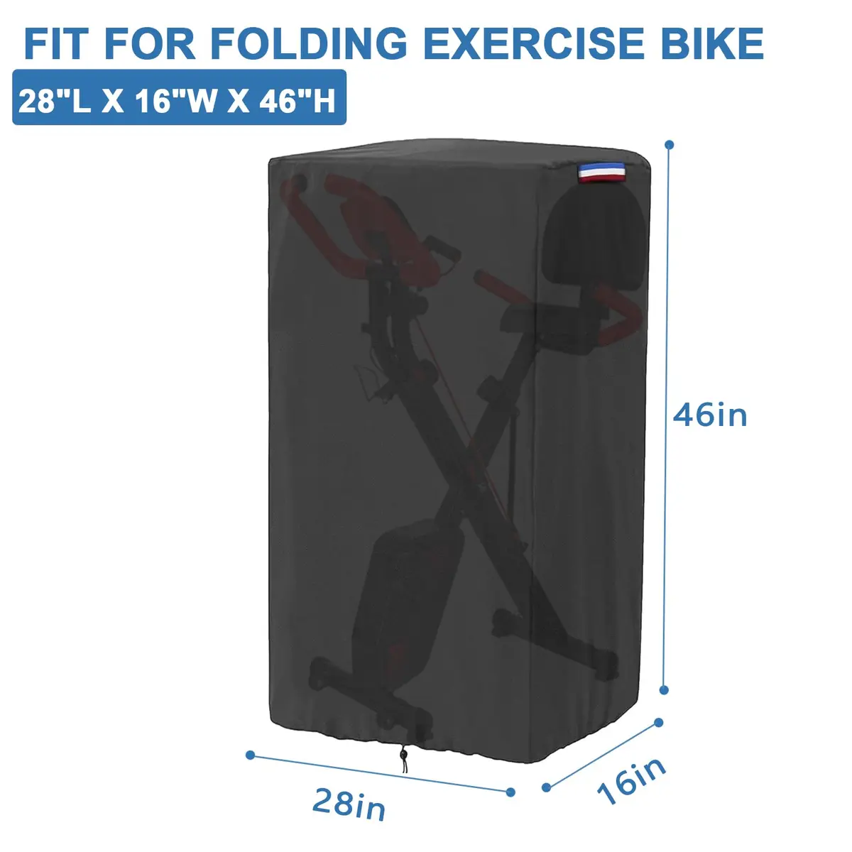 Rilime Folding Exercise Bike Cover, Waterproof, 28"L x 16"W x 46"H | Keeps Equipment Dry & Clean - view 2