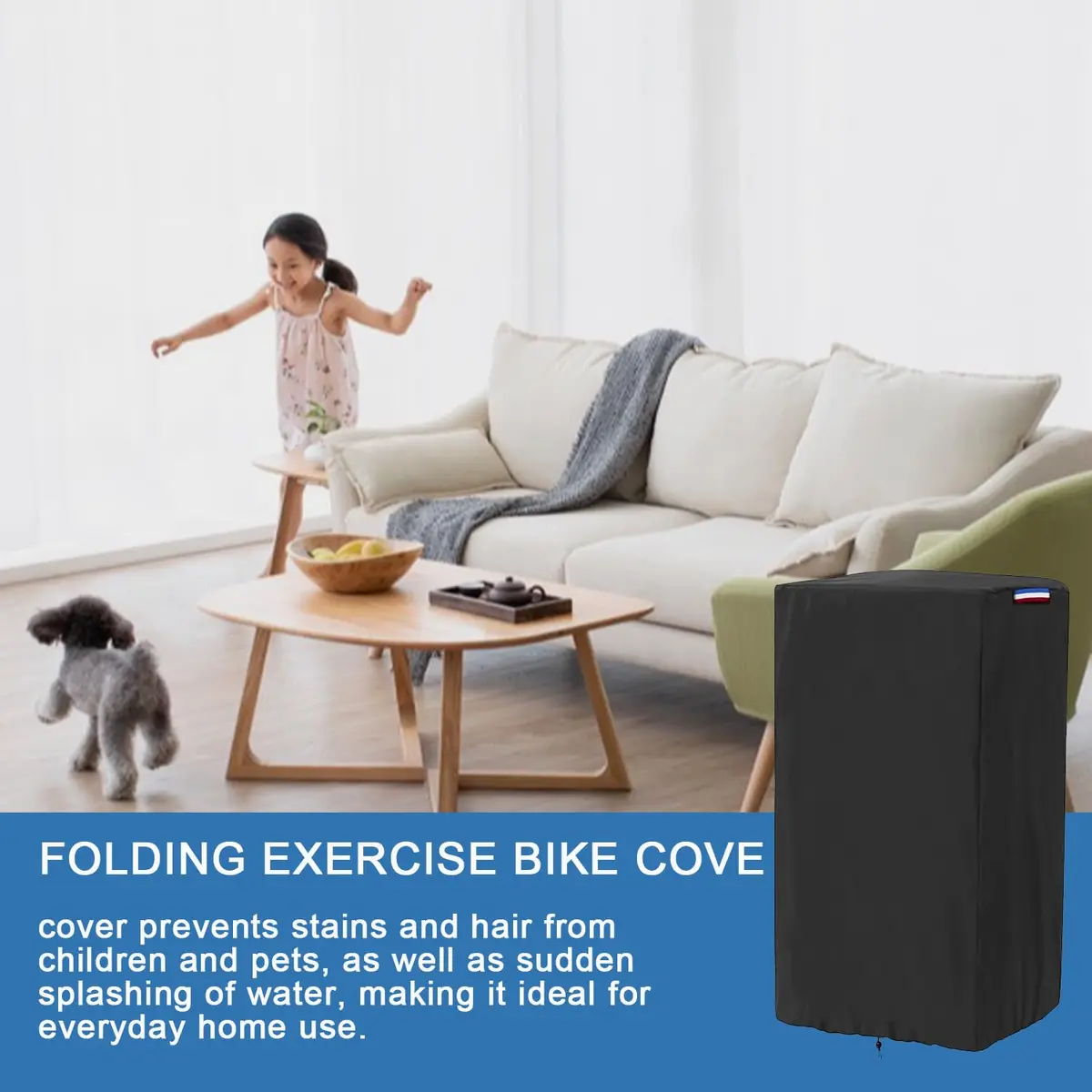 Rilime Folding Exercise Bike Cover, Waterproof, 28"L x 16"W x 46"H | Keeps Equipment Dry & Clean - view 4