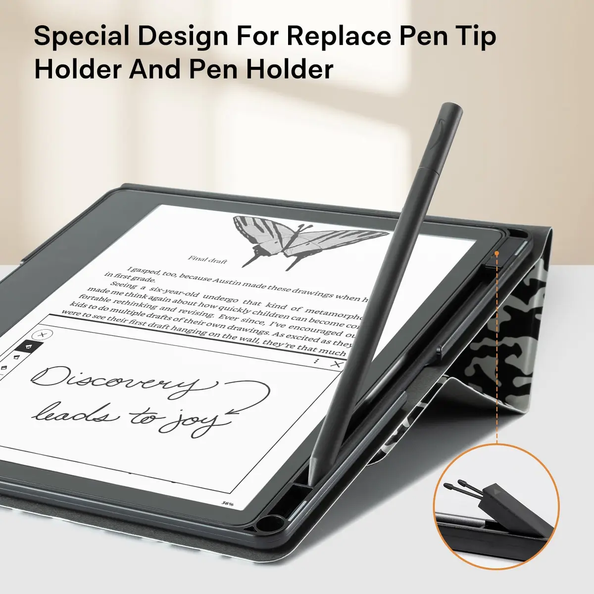 CoBak Stand Case for Kindle Scribe 10.2 Inch (25.9 cm) | Premium Folio Leather Cover with Pen Holder, Auto Sleep/Wake - view 3