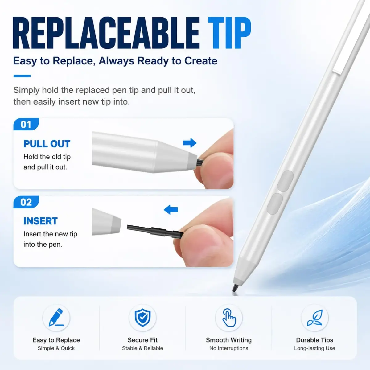 ANYQOO Active Stylus Pen for HP Omnibook Envy x360 Spectre Pavilion 1024 Pressure Levels | MPP 1.51 Technology - view 6