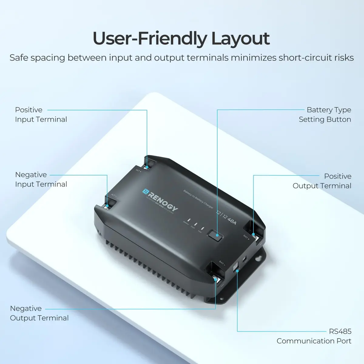 Renogy 40A DC-DC Battery Charger 12V Multi-Stage | Lithium/AGM/Gel Safe & Smart (70-120 chars) - view 4