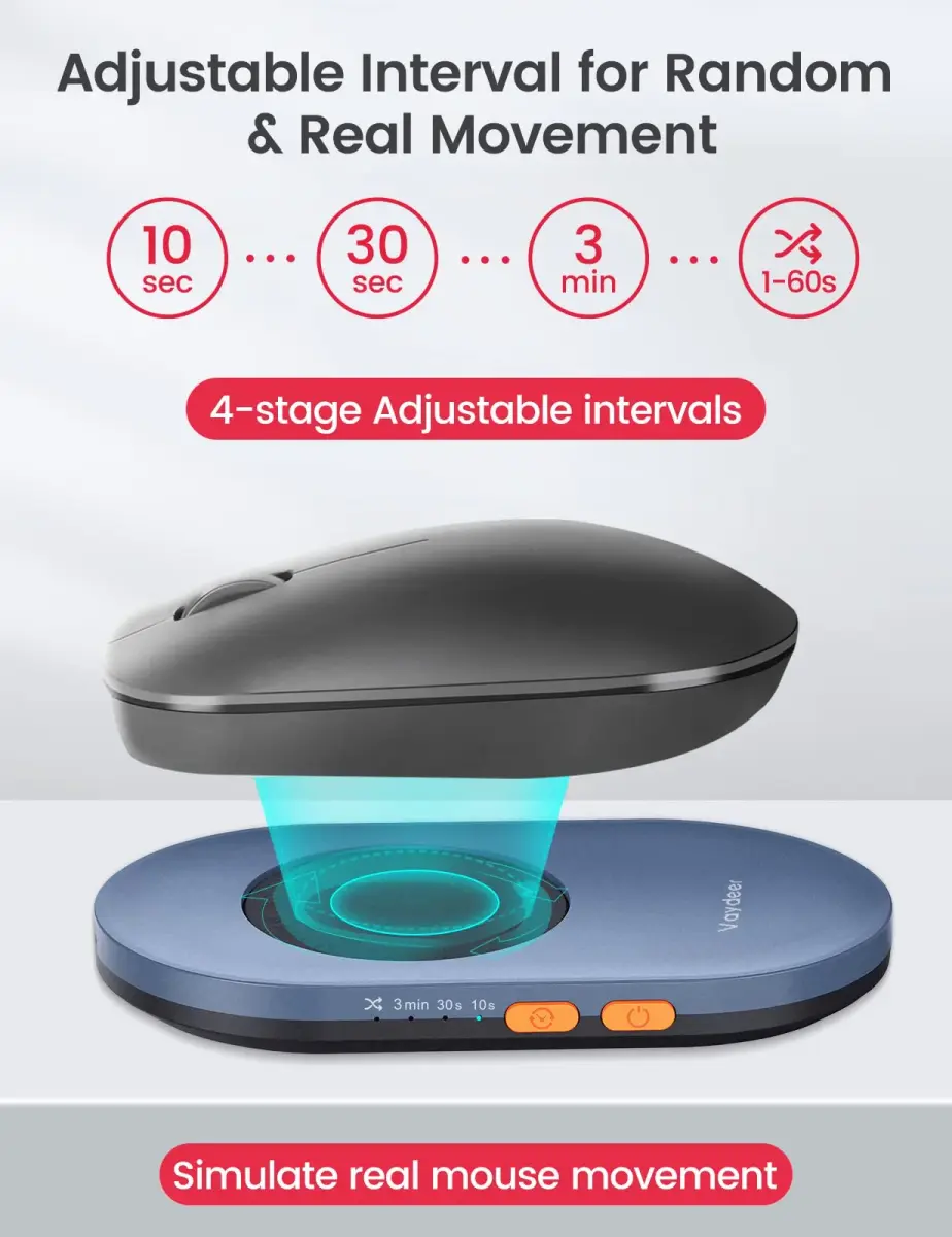 Vaydeer Ultra Slim Mouse Mover Air 3 Mouse Jiggler, Misty White, Button Control | Keeps PC Active - view 3