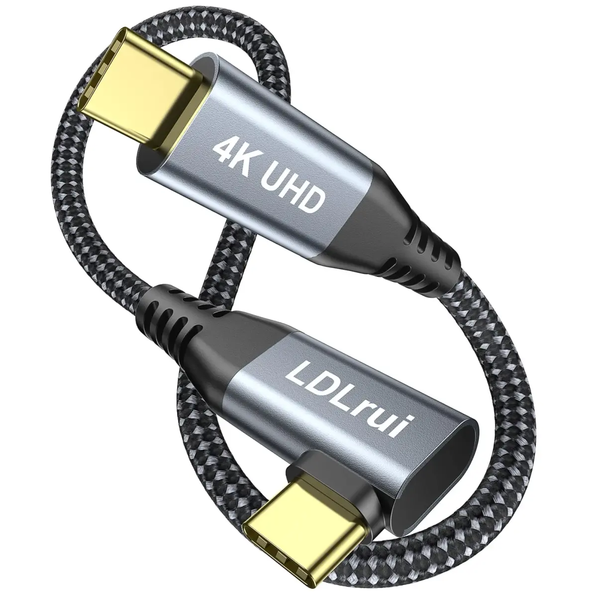 LDLrui Right Angle USB C Cable 1FT | 20Gbps Data, 4K Video, 100W PD - main product image