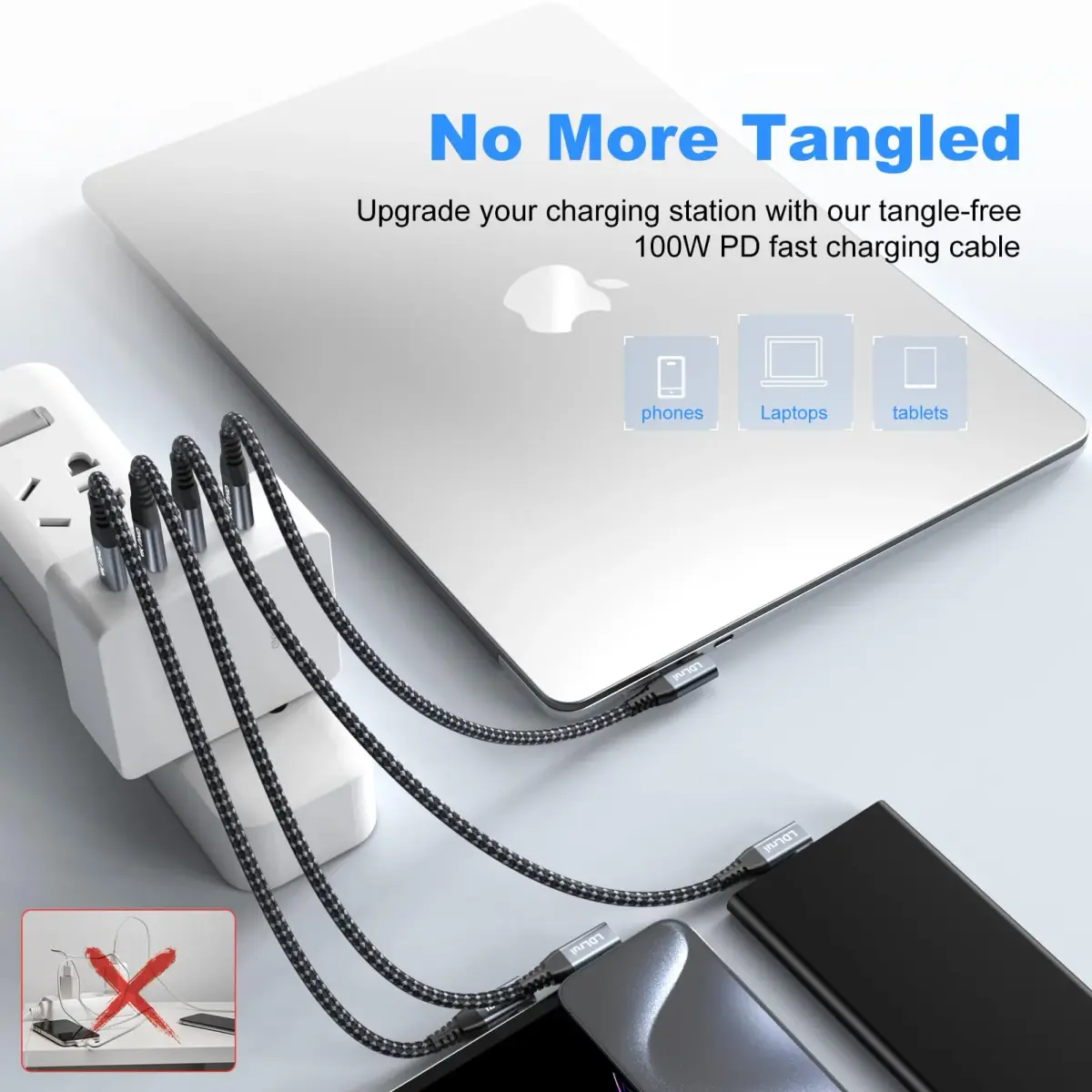 LDLrui Right Angle USB C Cable 1FT | 20Gbps Data, 4K Video, 100W PD - view 5