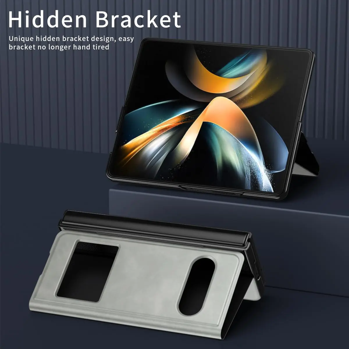 XIMAND White Nappa Leather Flip Case for Samsung Galaxy Z Fold 6 | Hidden Kickstand & Information Window - view 6