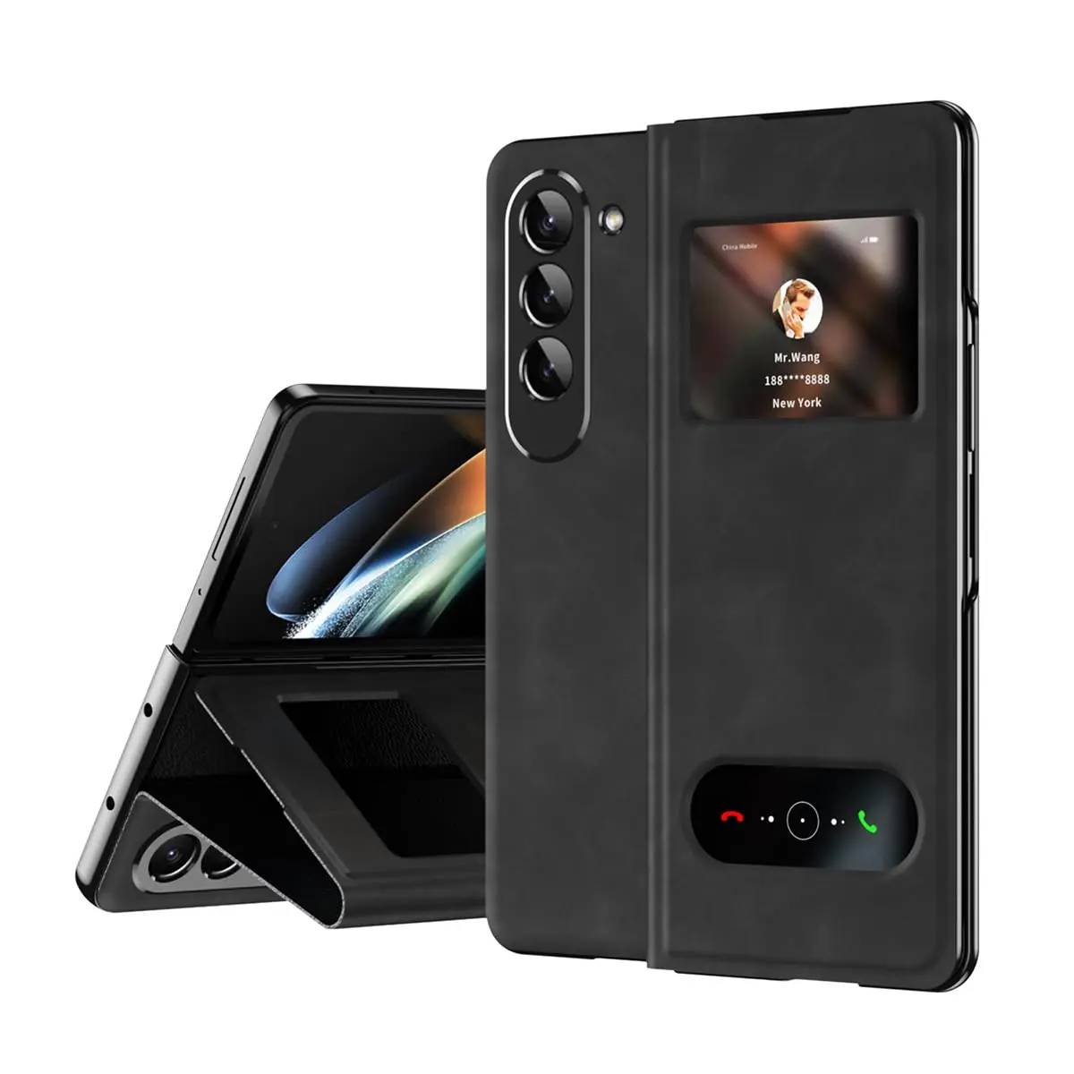 XIMAND Black Napa Leather Flip Case for Samsung Galaxy Z Fold 6 | Full Body Hinge Protection - main product image