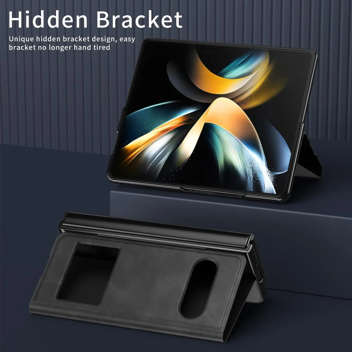 XIMAND Black Napa Leather Flip Case for Samsung Galaxy Z Fold 6 | Full Body Hinge Protection - view 6