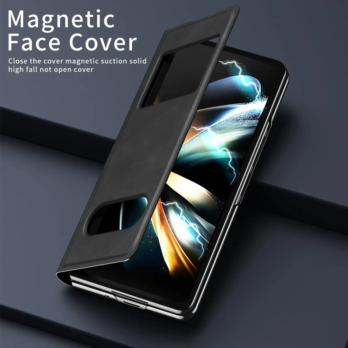 XIMAND Black Napa Leather Flip Case for Samsung Galaxy Z Fold 6 | Full Body Hinge Protection - view 2