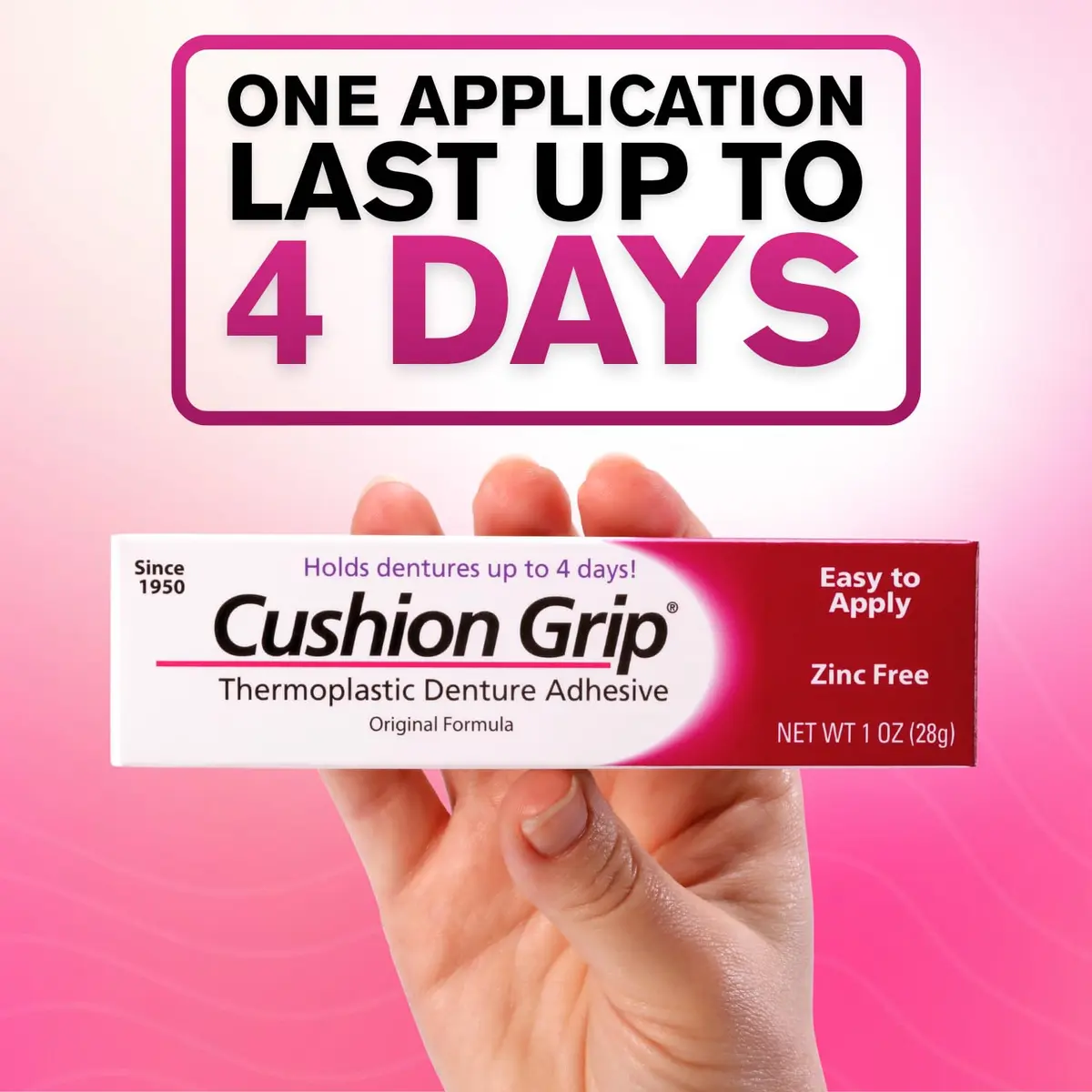 Cushion Grip Thermoplastic Denture Adhesive 1 oz (Pack of 6) | Refits & Tightens Dentures for 4-Day Secure Fit - view 2