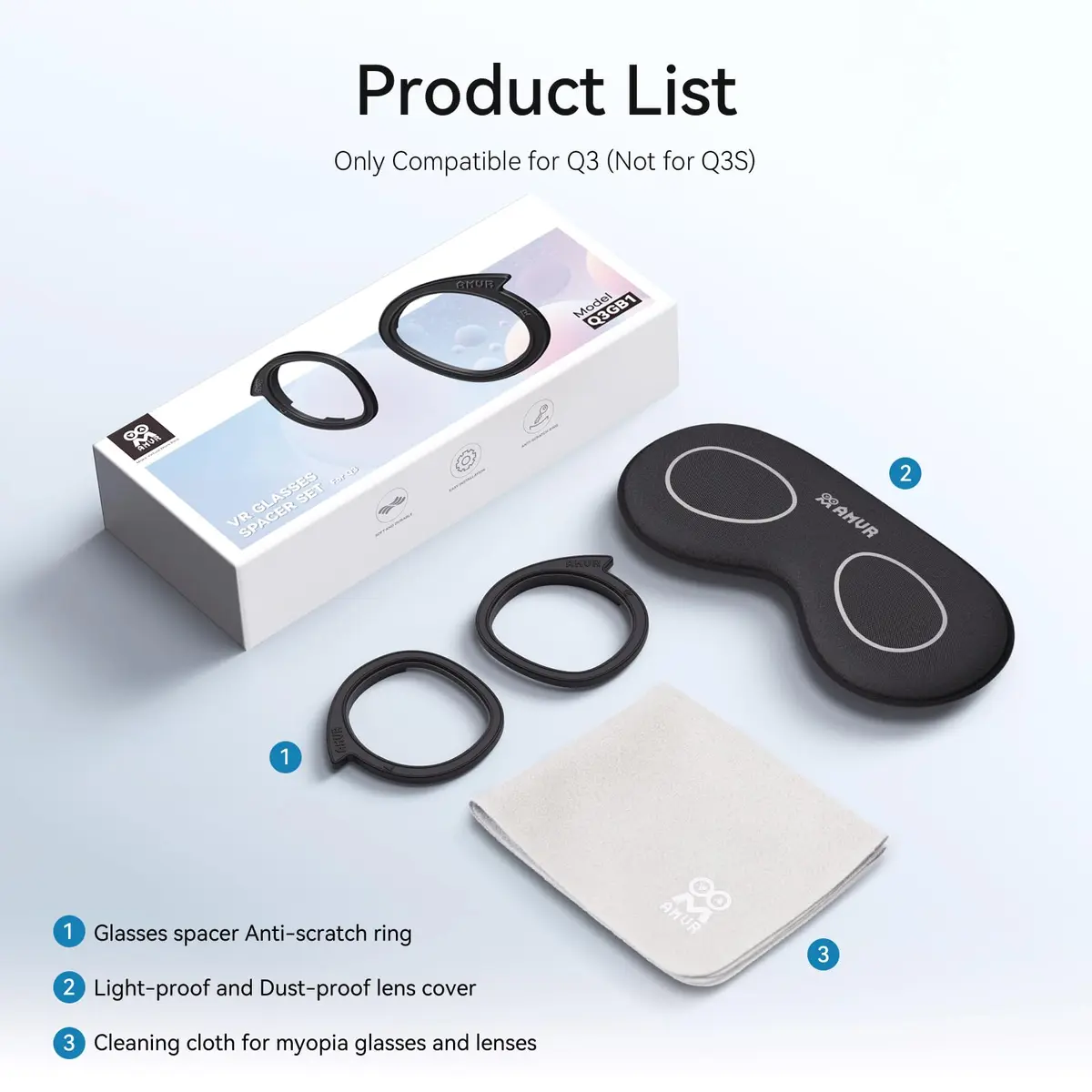 AMVR Lens Protector Set for Meta Quest 3 | 3.2mm Ultra-Thin Silicone Rings & Lens Cover - view 2