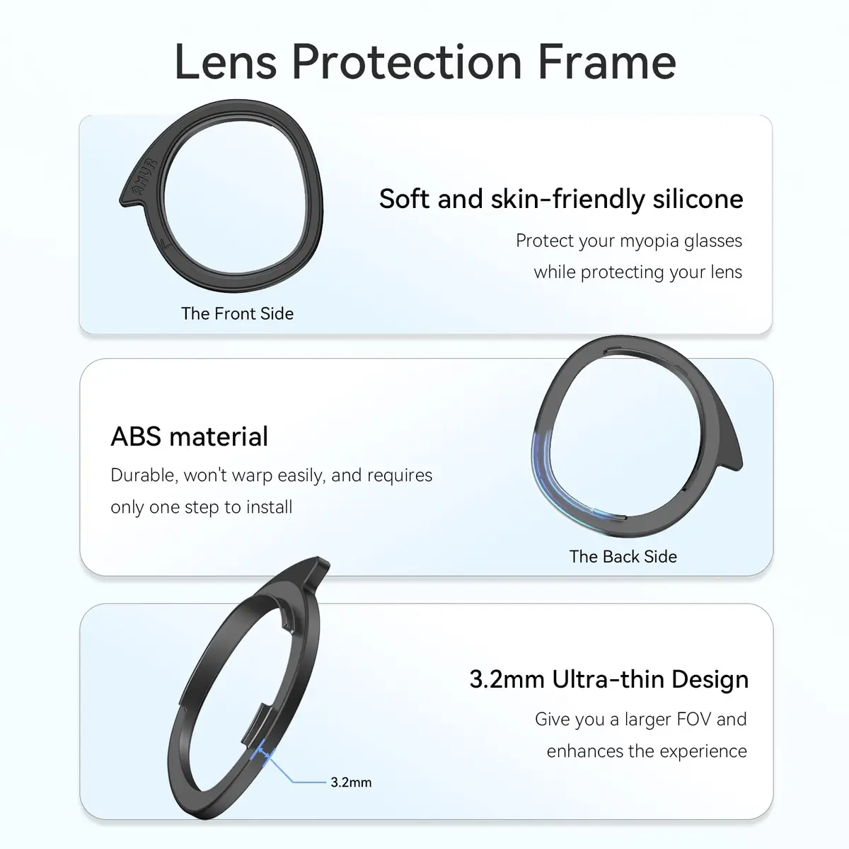 AMVR Lens Protector Set for Meta Quest 3 | 3.2mm Ultra-Thin Silicone Rings & Lens Cover - view 3