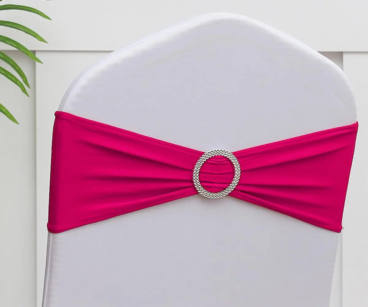 Gankar Hot Pink Spandex Chair Sashes 50 Pack | Elastic Chair Bows for Wedding Party Birthday Decor, Folding Chairs Decoration (50 Count) - view 7
