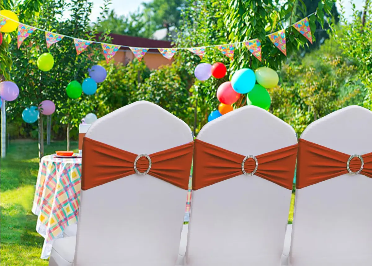 Gankar Terracotta Spandex Chair Sashes 50 Pack | Modern Style, Elastic Closure, 1.41 kg - view 2