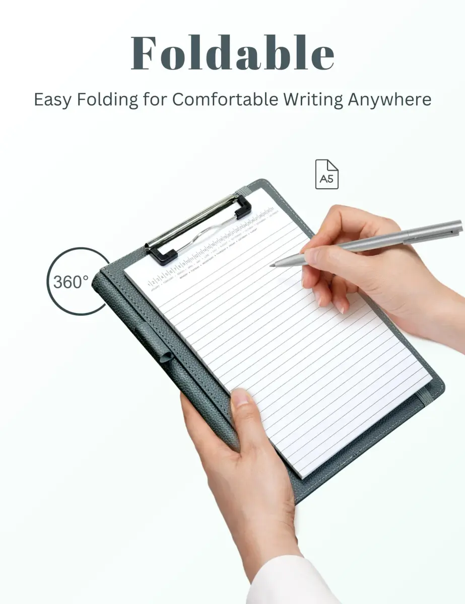 Mymazn Junior A5 Padfolio Grey Green | Fits 5x8 Inch Writing Pads, 7.4 x 9.3 Inches - view 7