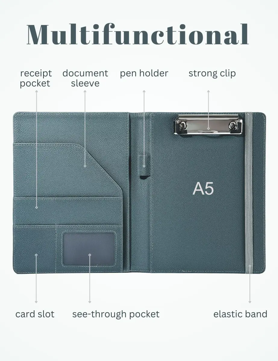 Mymazn Junior A5 Padfolio Grey Green | Fits 5x8 Inch Writing Pads, 7.4 x 9.3 Inches - view 4