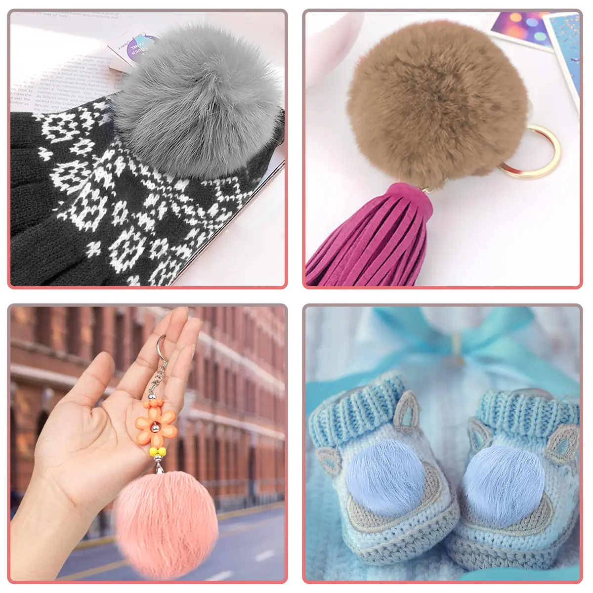 SIQUK 20 Pieces Faux Fur Pom Pom Balls 10 cm (3.94 in) | DIY Craft Accessories - view 6