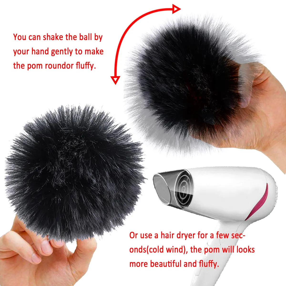 SIQUK 20 Pieces Faux Fur Pom Pom Balls 10 cm (3.94 in) | DIY Craft Accessories - view 3