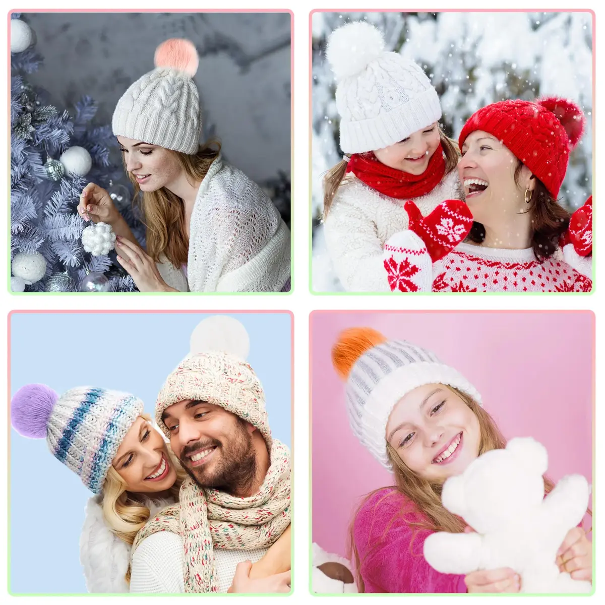 SIQUK Faux Fur Fluffy Pom Pom 20 Pieces | 10 cm Diameter Rainbow - view 5