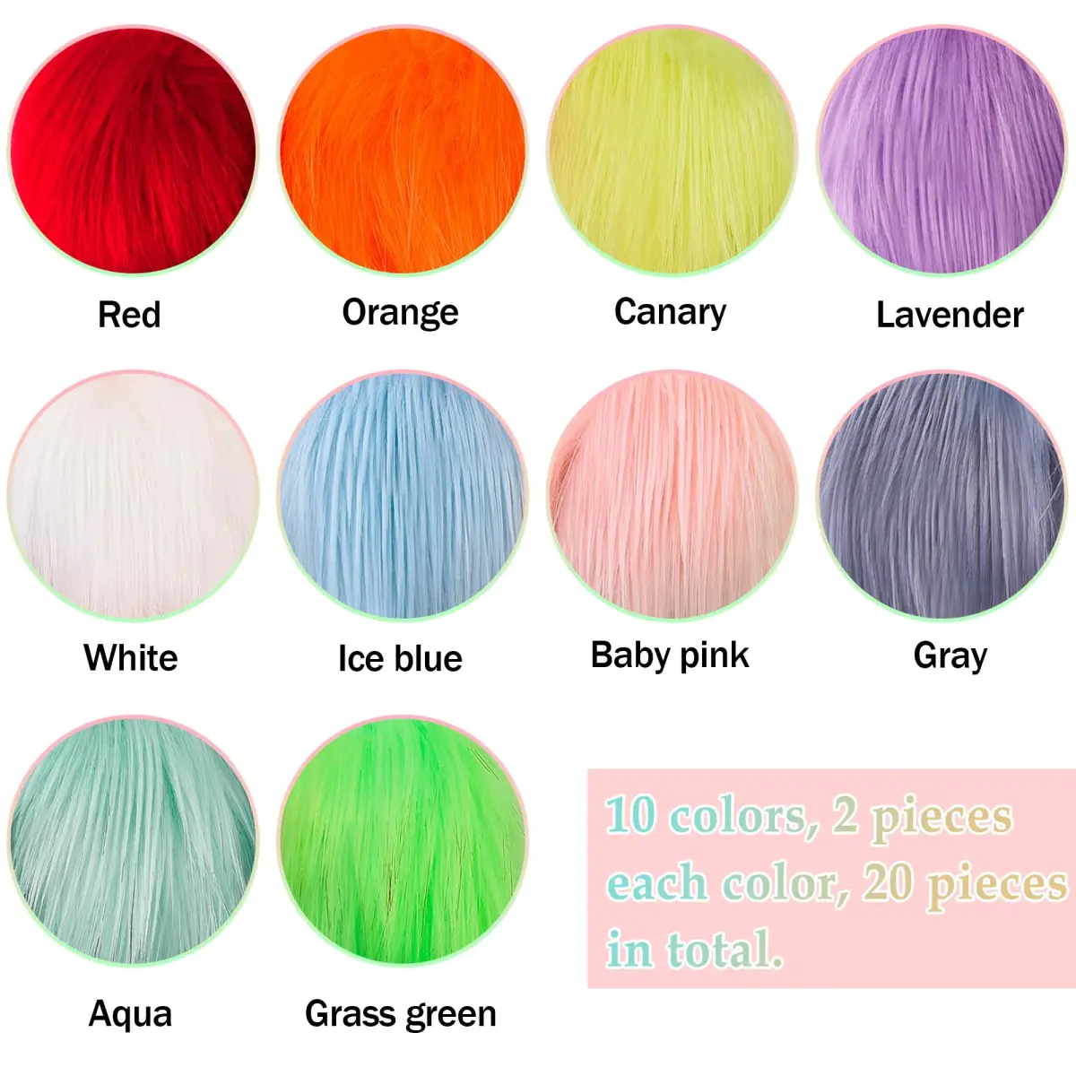 SIQUK Faux Fur Fluffy Pom Pom 20 Pieces | 10 cm Diameter Rainbow - view 2