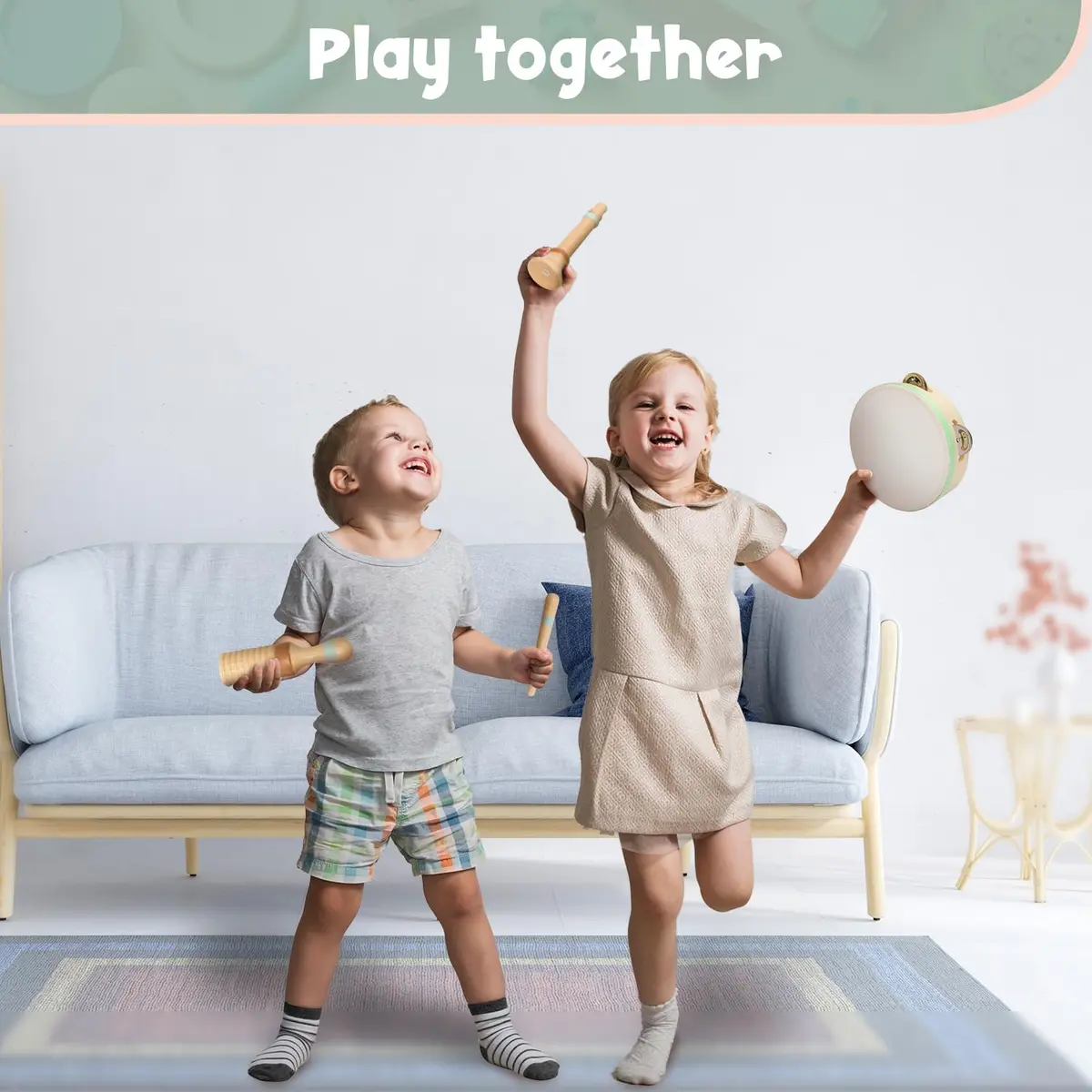 Stoie's Wooden Toddler Musical Instruments with Xylophone, Maracas, Triangle, Tamburine for Babies and Kids | Eco Friendly Montessori Toy - view 6