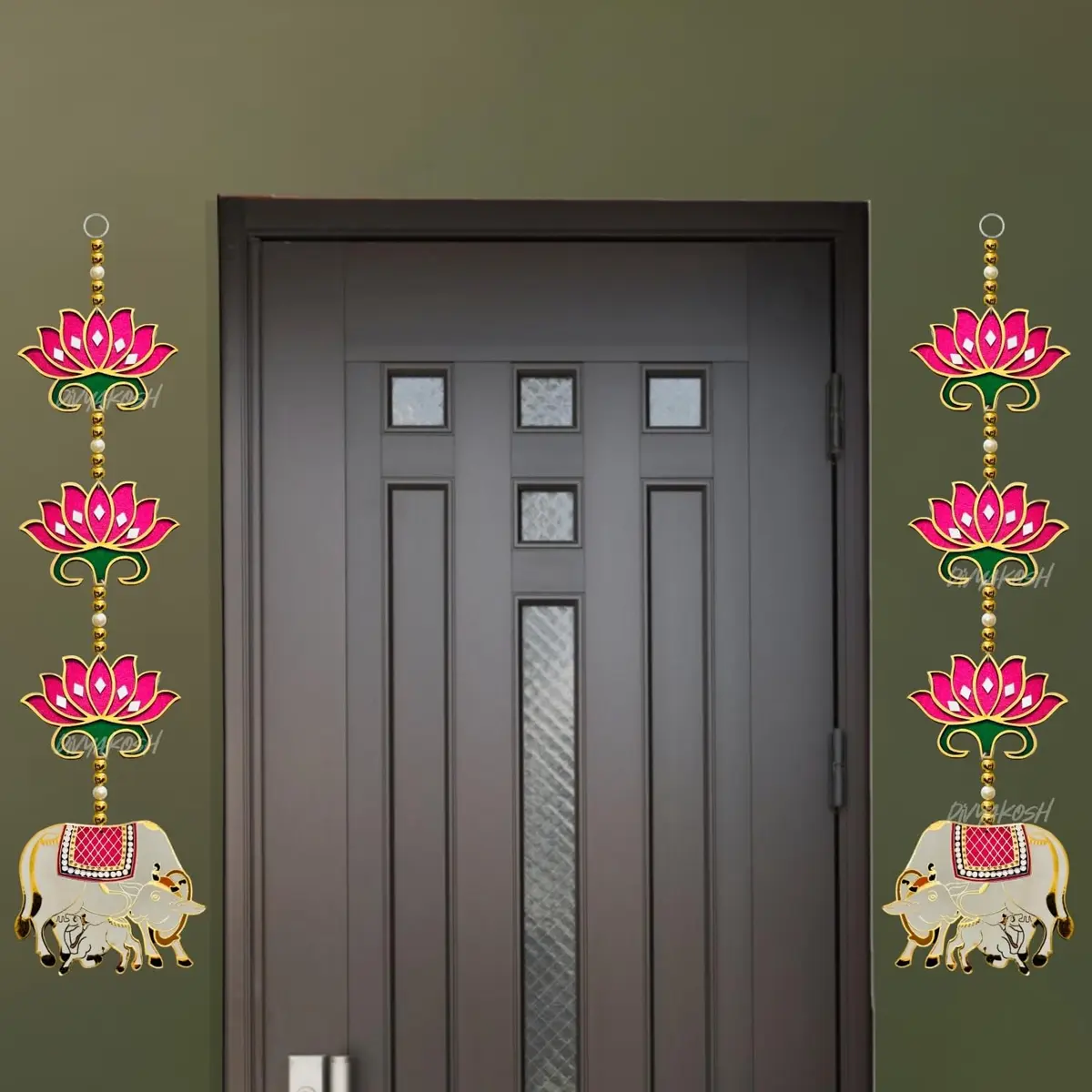 Divyakosh Pink Rosewood Door Entrance Hanging | Mandir & Diwali Decor | 2 Pieces | 23 Inch - view 2