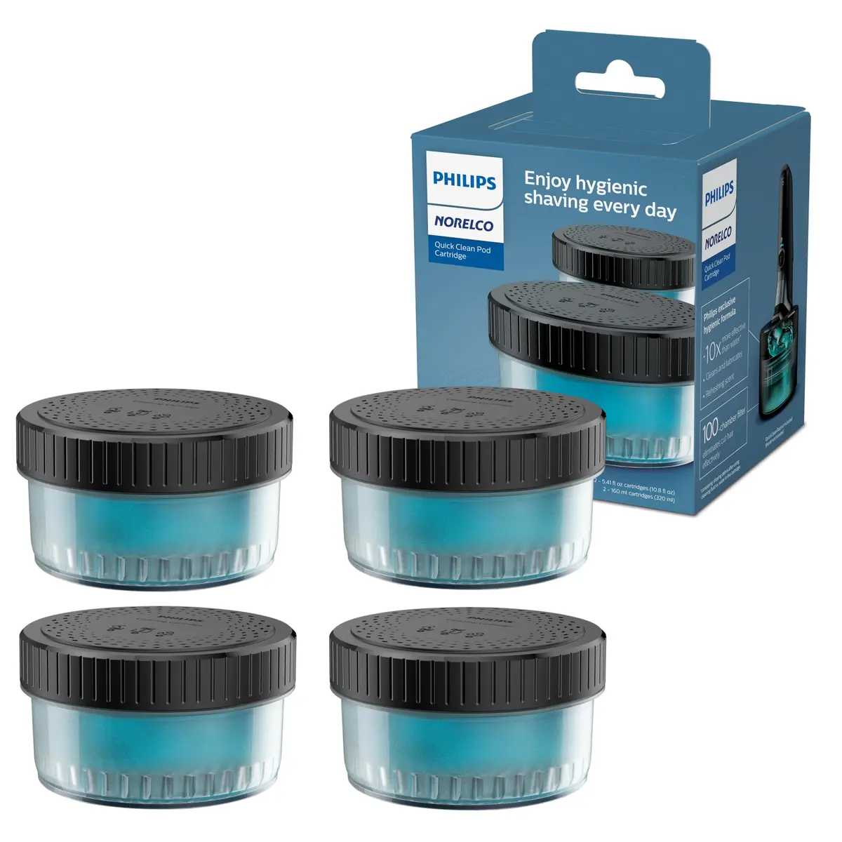 Norelco Quick Clean Pod Cartridge 4-Pack | Keeps Shaver 10x Cleaner & Fresh (70-120 chars) - main product image