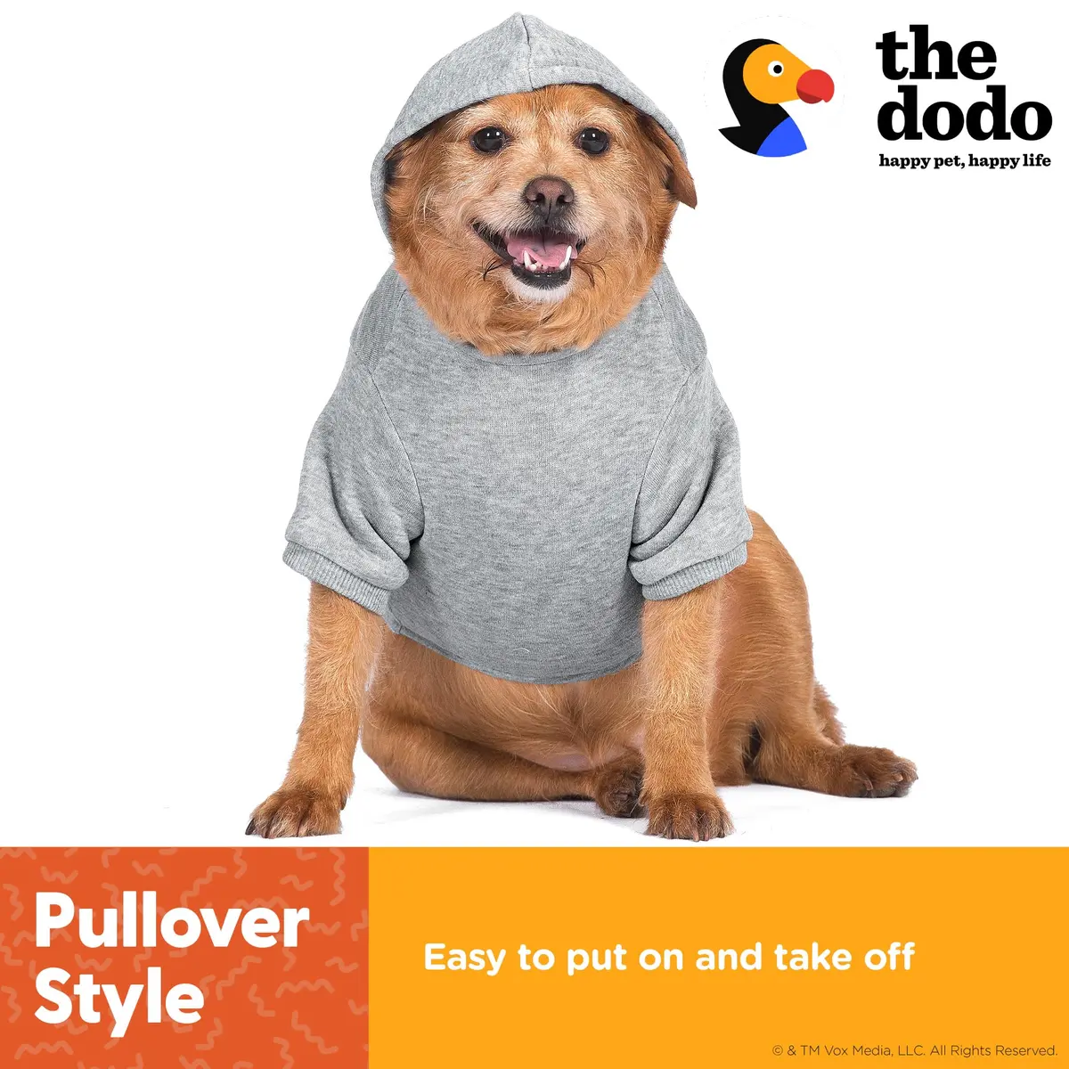 The Dodo Heather Gray ‘Sundays’ Hoodie for Dogs, Size Medium | Cozy, Easy-On Pullover with Leash Hole (110 characters) - view 3