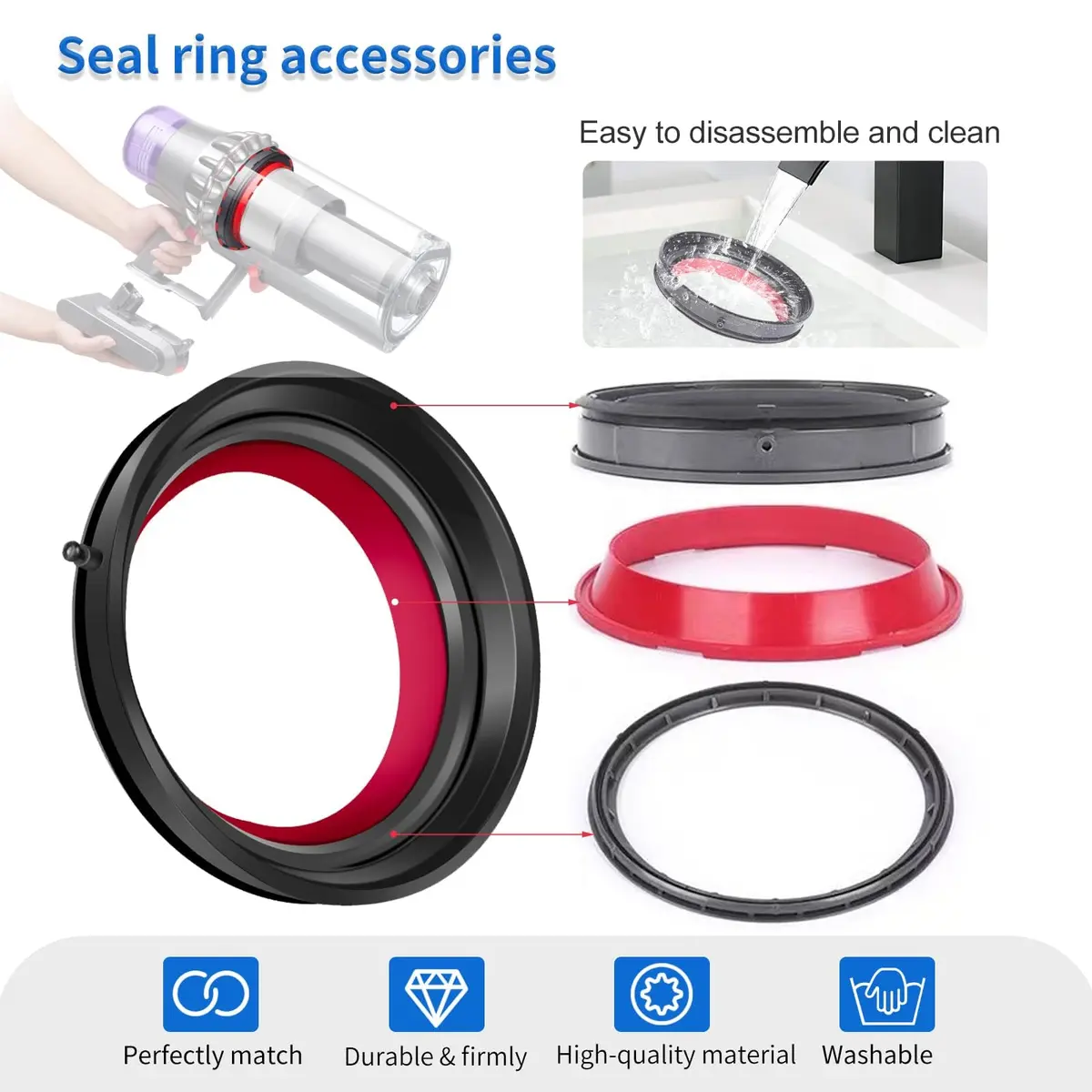 Vanclearidea Dust Bin Sealing Ring for Dyson V10 SV12 | High-Quality Rubber Seal (V10) - view 4