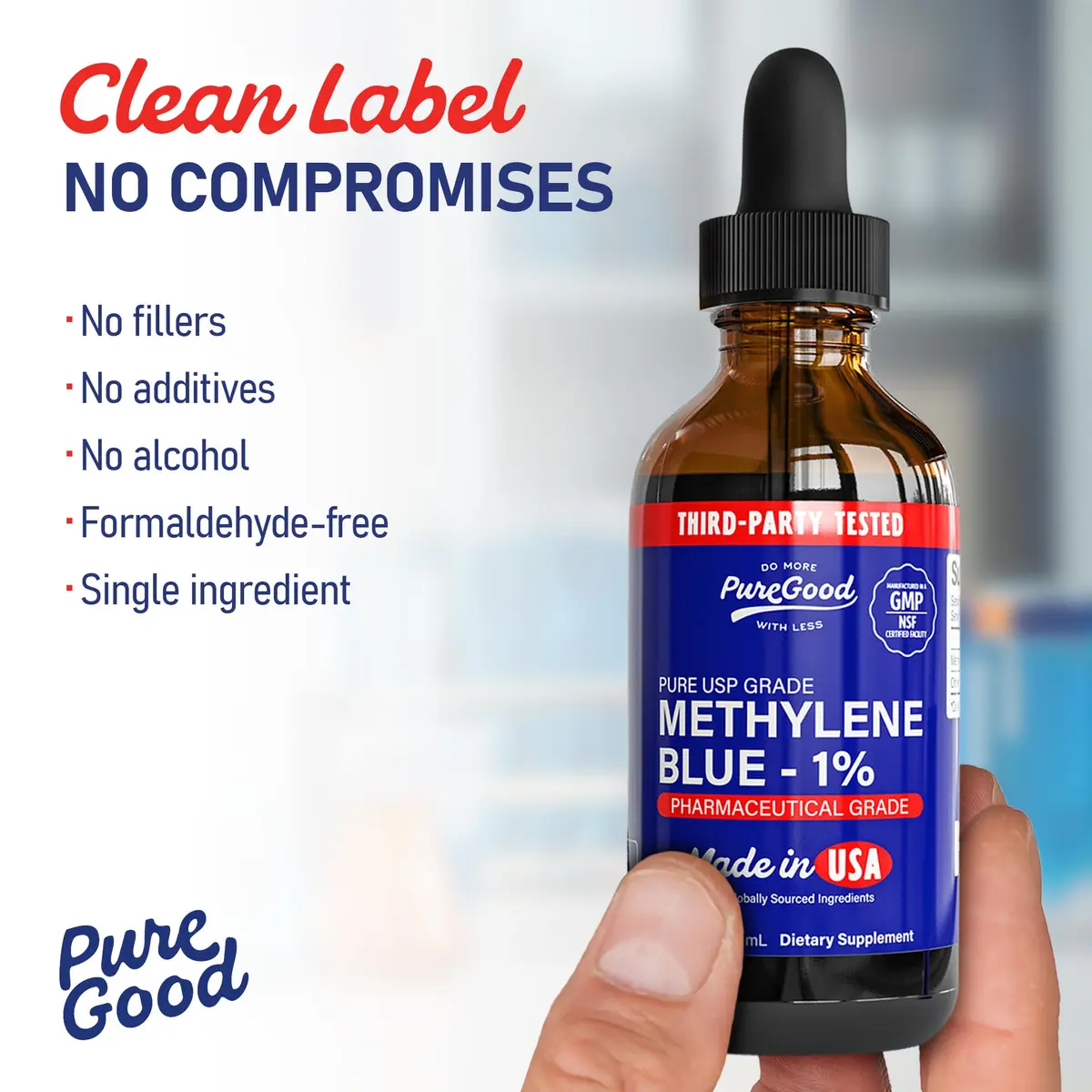 PureGood Methylene Blue 1% Liquid 60mL (2.03 fl oz) | USP-Grade, Third-Party Tested - view 5