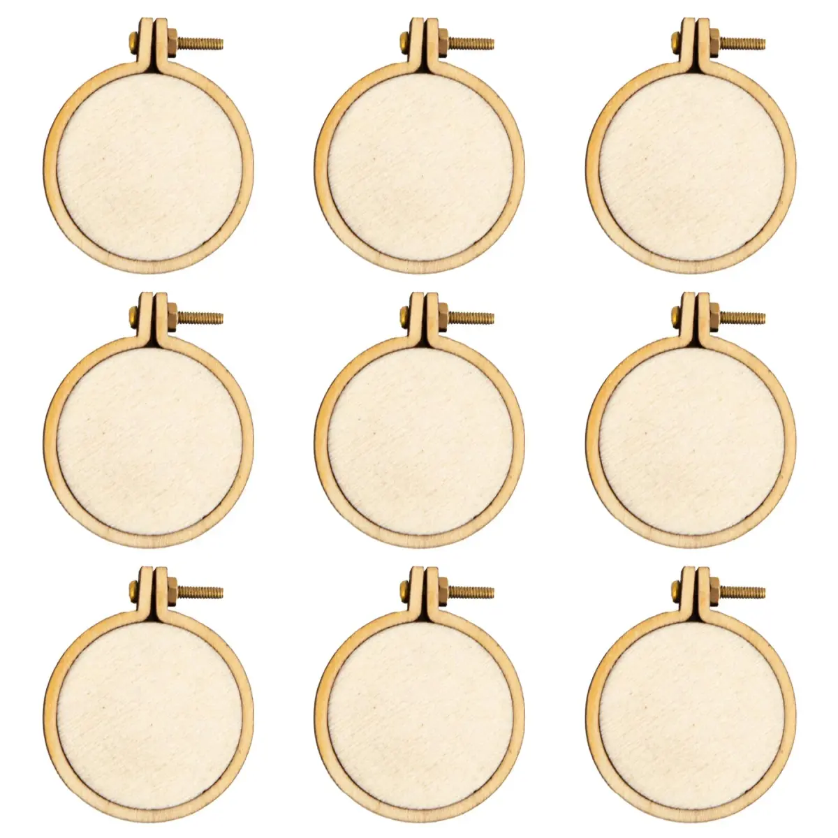 Framendino Mini Wood Embroidery Hoops 1.38x1.18 Inch (10 Pack) | DIY Pendant Keychain Frames - main product image