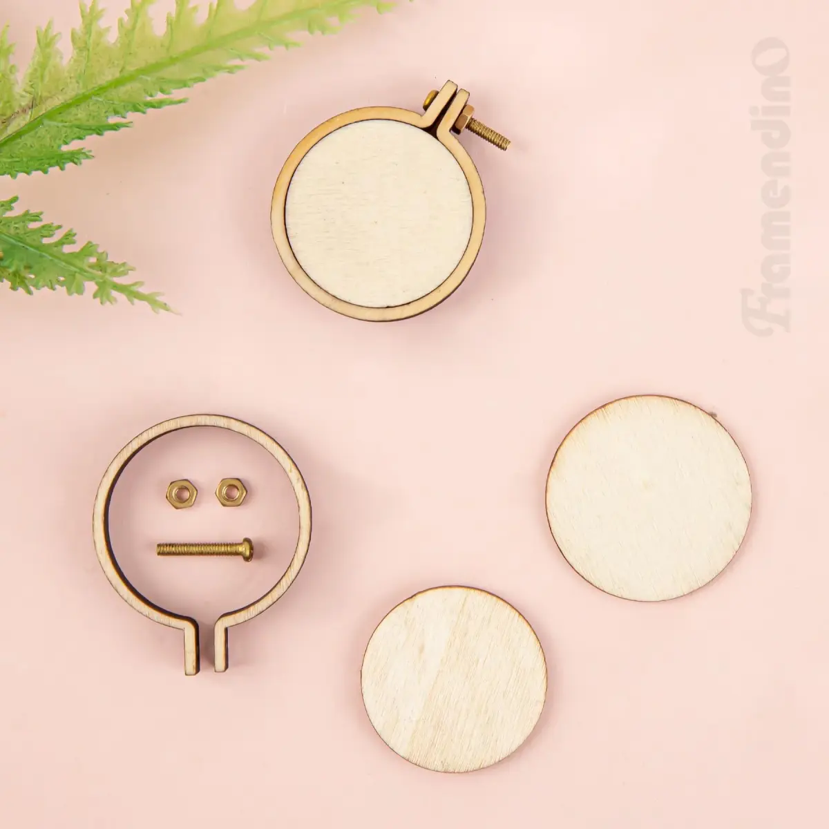 Framendino Mini Wood Embroidery Hoops 1.38x1.18 Inch (10 Pack) | DIY Pendant Keychain Frames - view 3