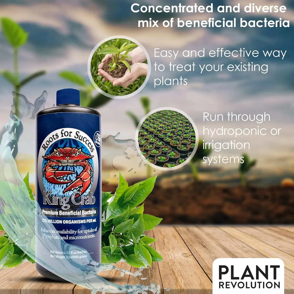 Plant Success King Crab Compost Tea 32 oz | Organic Soil Conditioner & Root Booster for Roses, Tomatoes & Houseplants - view 2