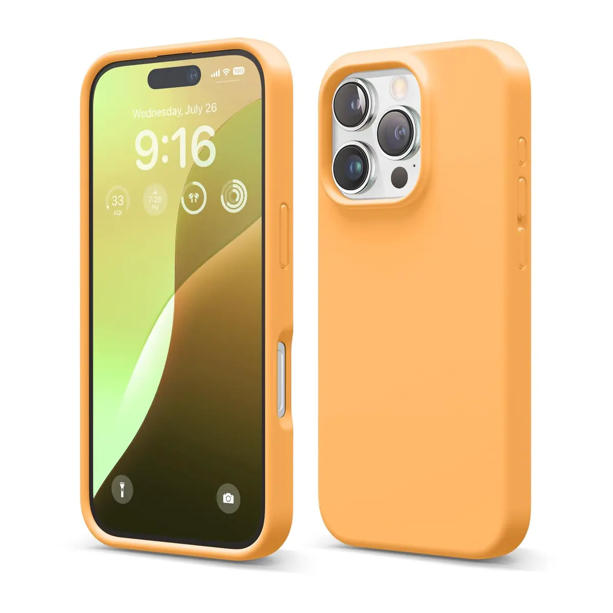 elago Premium Liquid Silicone Case for iPhone 16 Pro Orange | Full Body Shockproof Slim Cover - main product image