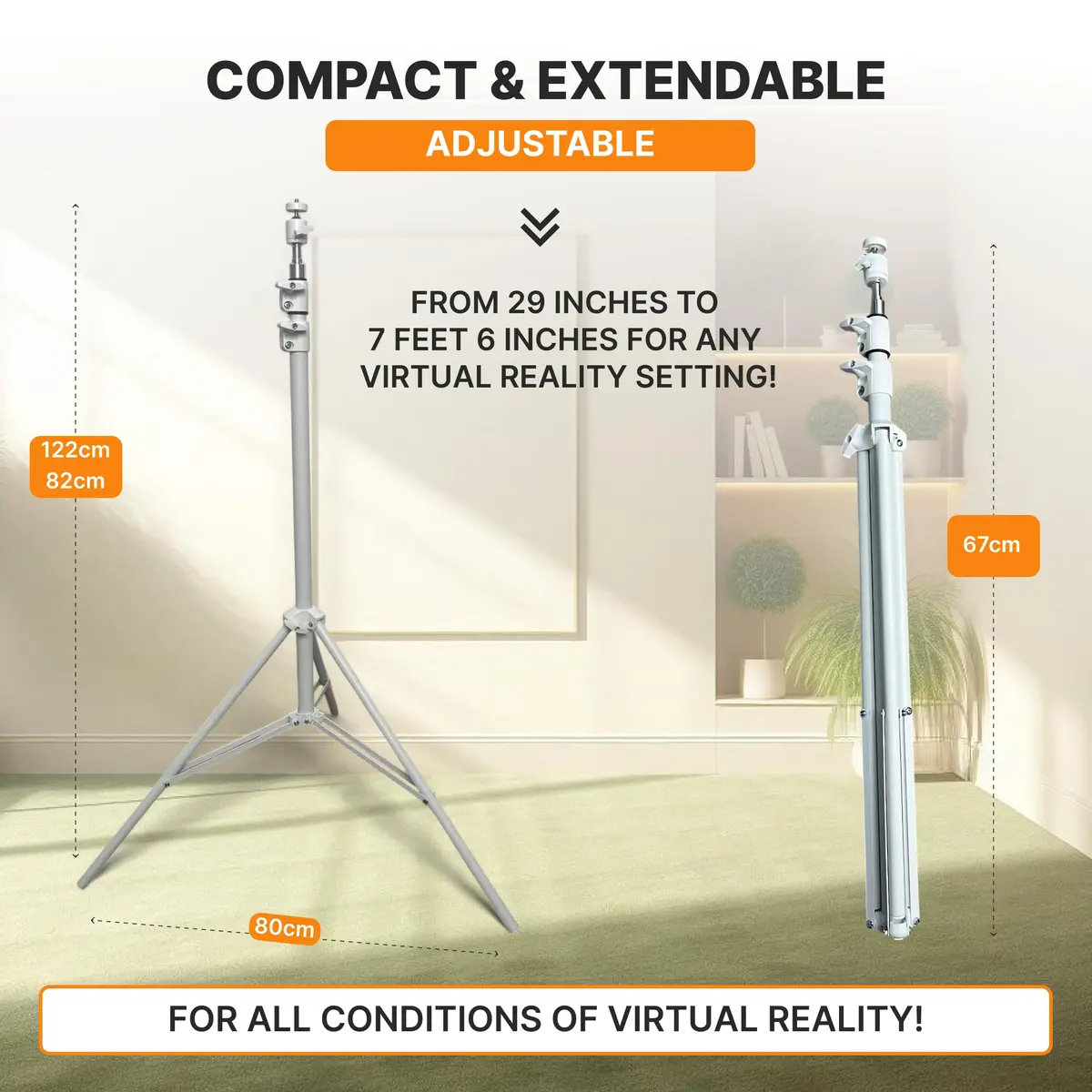 Skywin VR Tripod Stand for HTC Vive Base Station - 2 Adjustable Stands | Universal Sensor Support, Foldable & Telescopic - view 5
