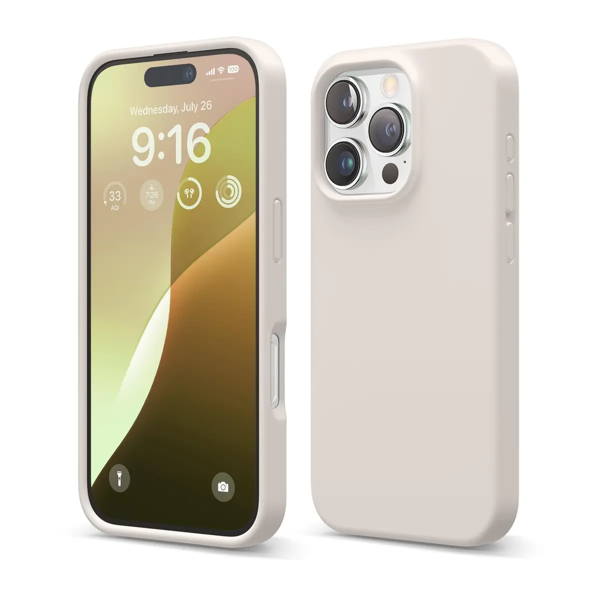 elago Premium Liquid Silicone Case for iPhone 16 Pro Stone | Full Body Shockproof Slim Cover - main product image