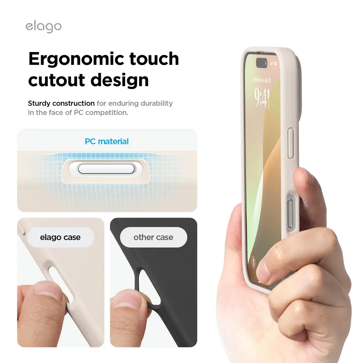 elago Premium Liquid Silicone Case for iPhone 16 Pro Stone | Full Body Shockproof Slim Cover - view 7