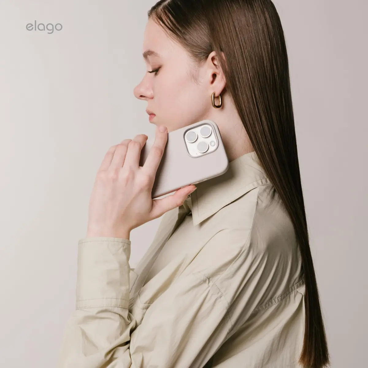 elago Premium Liquid Silicone Case for iPhone 16 Pro Stone | Full Body Shockproof Slim Cover - view 9