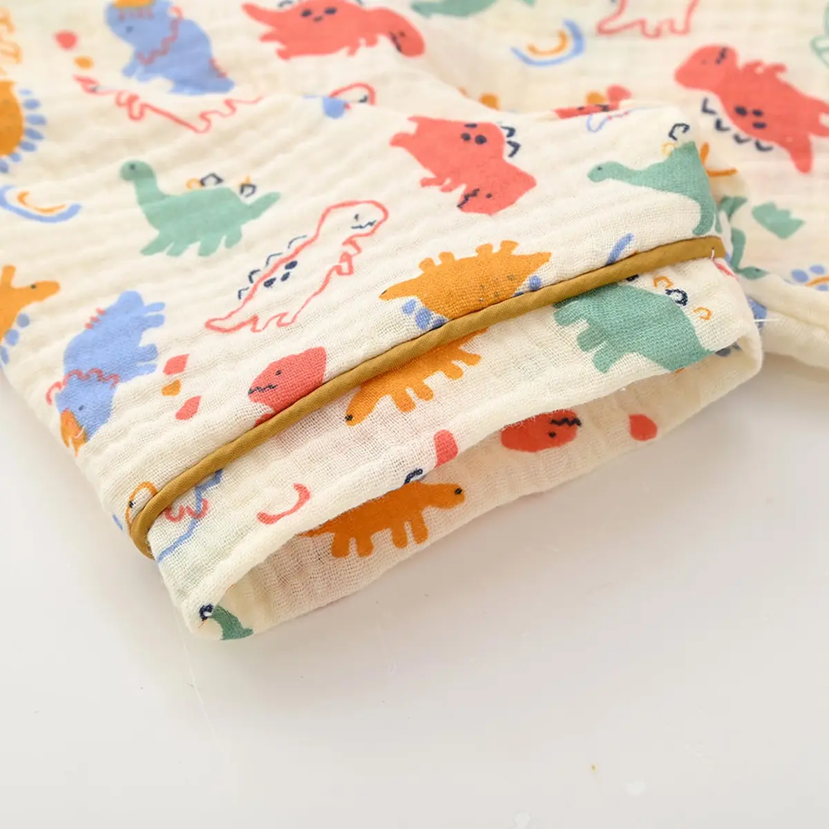 BINIDUCKLING Kids Pajamas Boys Button Up Short Pjs 6-7 Years Dinosaurs | Fluffy Cotton Summer Sleepwear - view 5