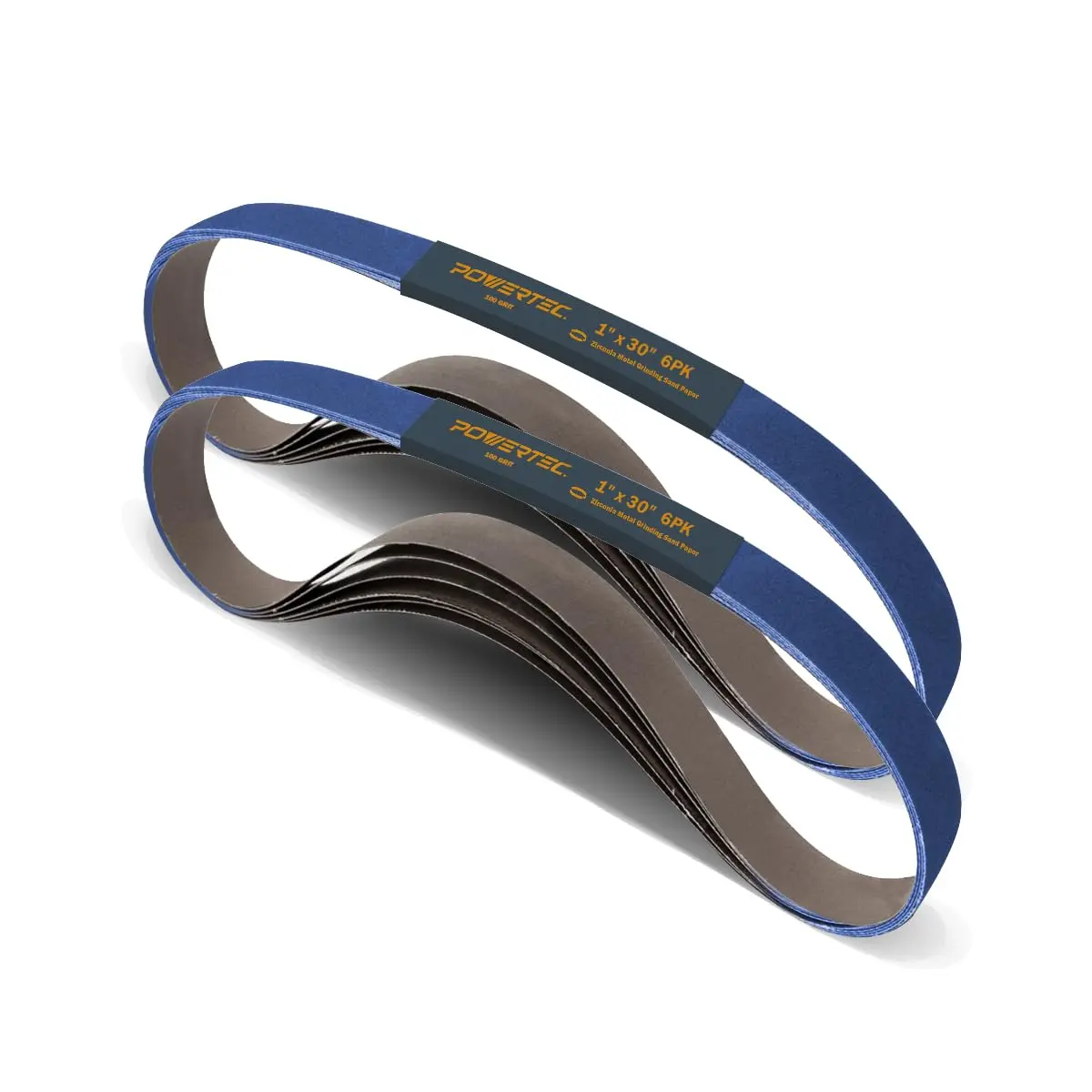 POWERTEC 1x30 Sanding Belts 100 Grit Zirconia | Heavy Duty, Long-Lasting Abrasive for Wood & Metal - main product image