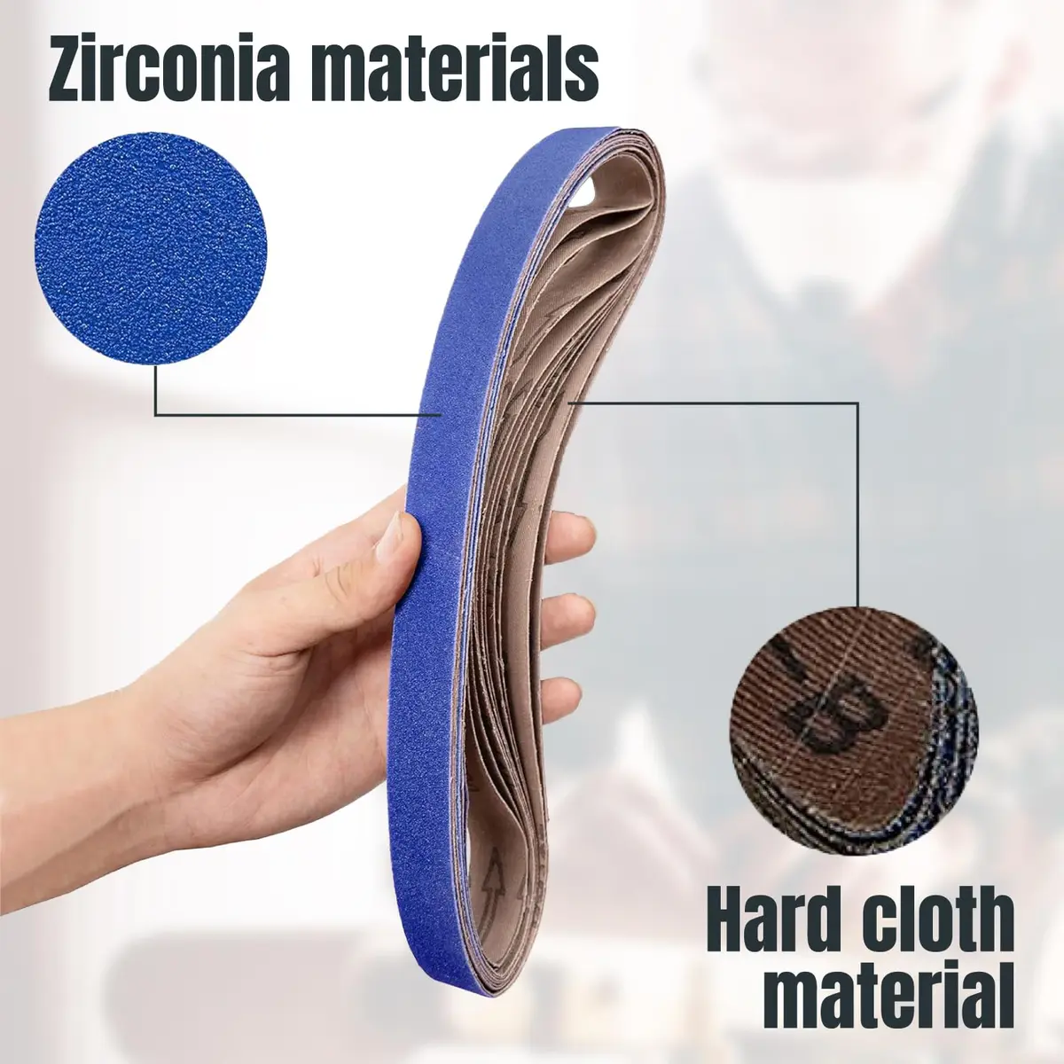 POWERTEC 1x30 Sanding Belts 100 Grit Zirconia | Heavy Duty, Long-Lasting Abrasive for Wood & Metal - view 4