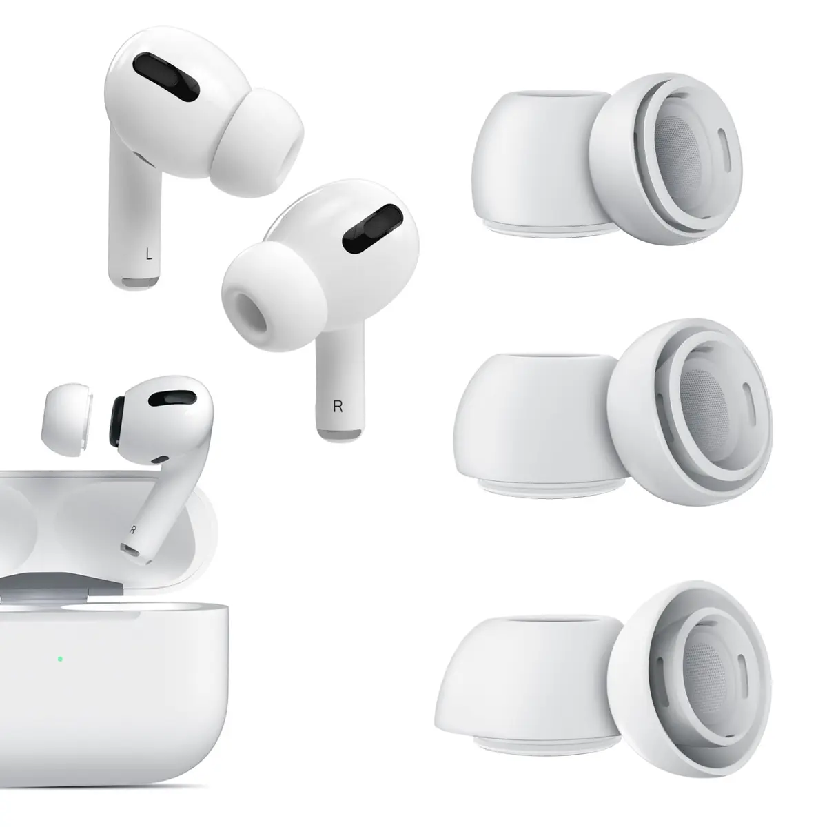 VUBOJO Replacement Ear Tips for AirPods Pro 2nd/1st Gen (S/M/L) | Noise Reduction & Dust Guard - main product image
