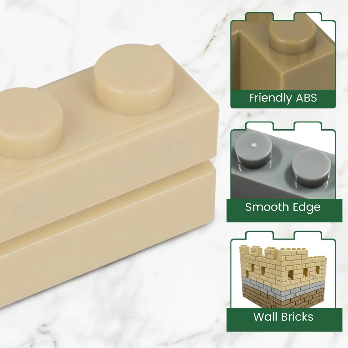 ekuzi Masonry Profile Building Bricks Set, 218 pcs | Compatible with Major Brands, Educational Toy for Kids 6+ - view 6