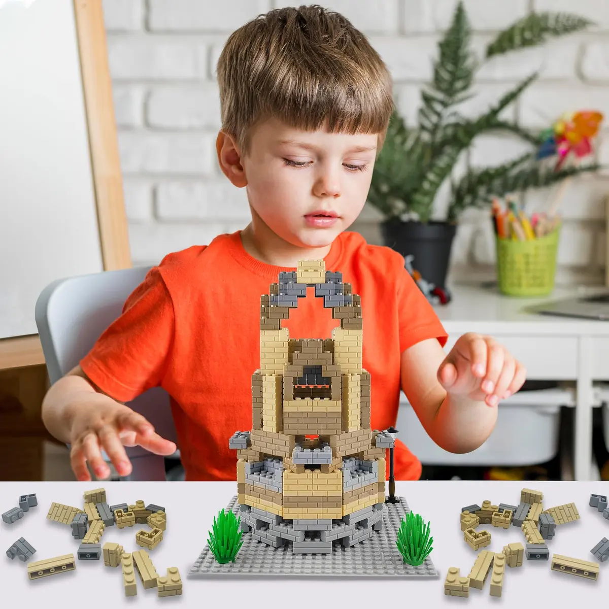 ekuzi Masonry Profile Building Bricks Set, 218 pcs | Compatible with Major Brands, Educational Toy for Kids 6+ - view 7
